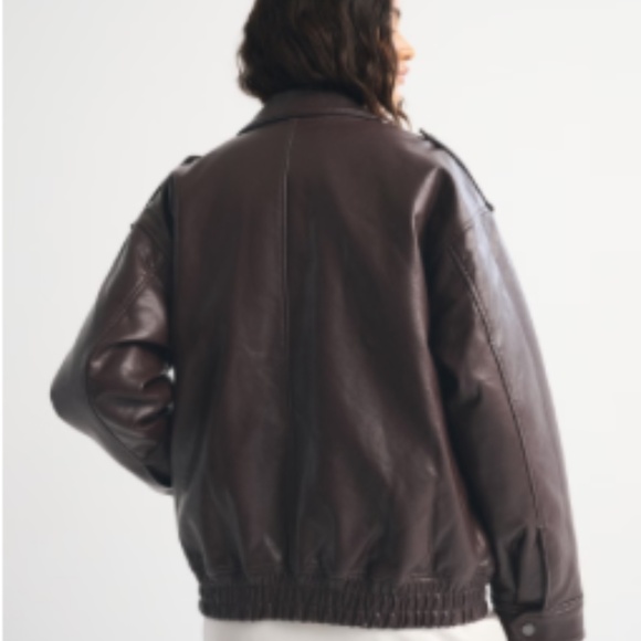 Abercrombie Vegan Leather Bomber Jacket, M, NWT - Picture 5 of 13